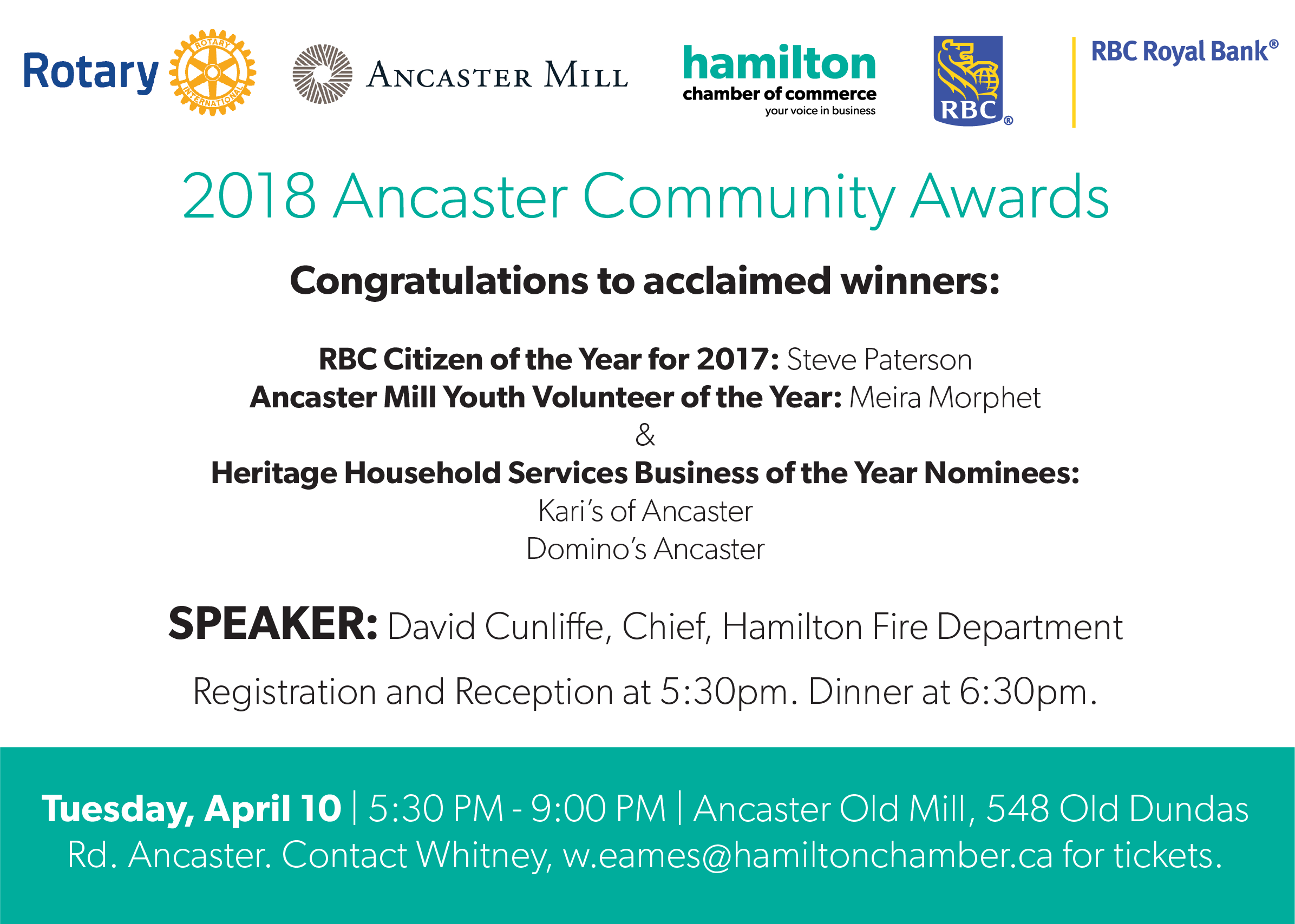 Ancaster Community Awards 2018 Hamilton Chamber of Commerce